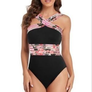 Kenneth Cole Stompin in Stilettos Illusion Stripe One Piece Swimsuit